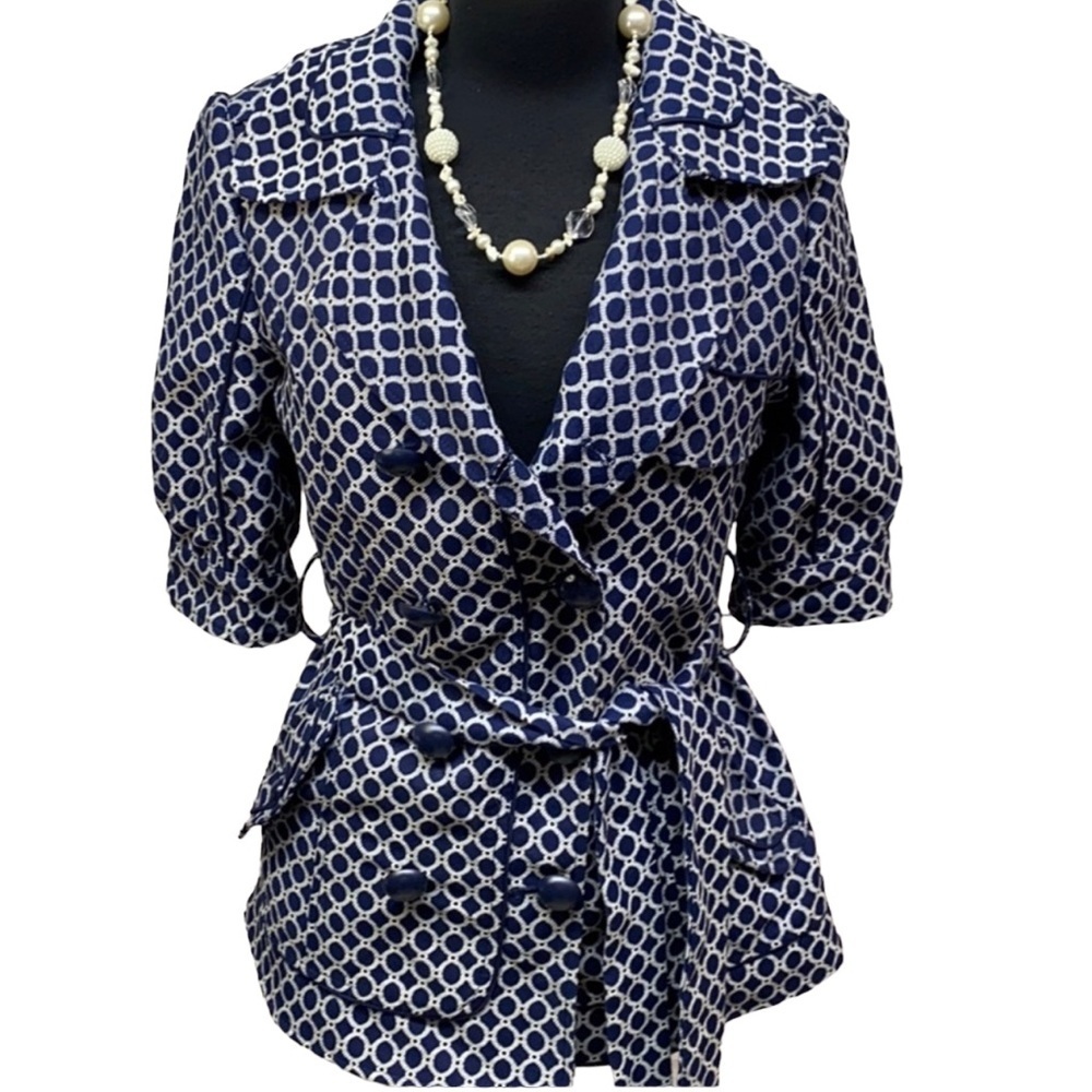 Aryn K Blue And White Jacket